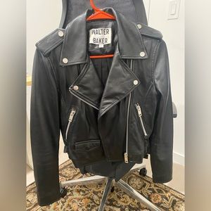Walter Baker Leather Crop Moto Jacket Size Small